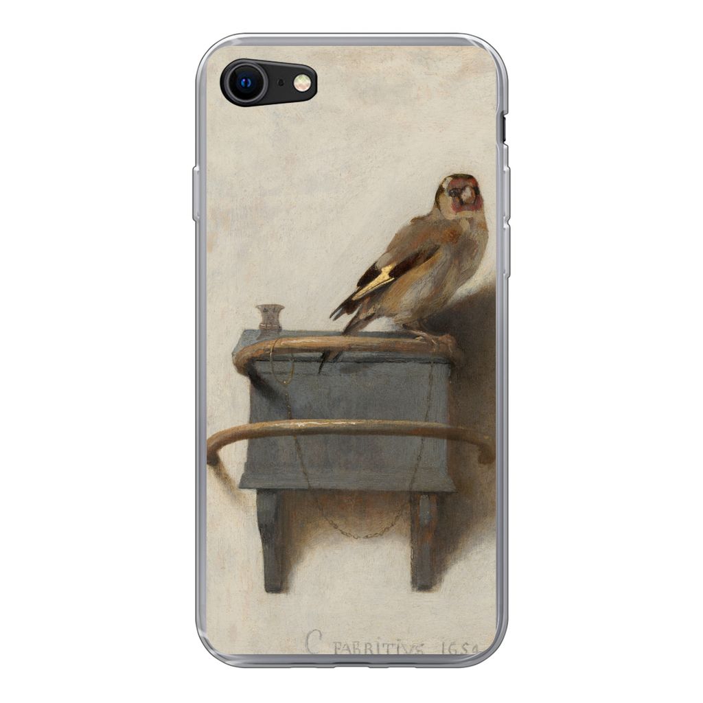 MuchoWow Handyhülle Schutzhülle Hülle für iPhone 8 Stieglitz - Alter Meister - Carel Fabritius Silikon Softcase Handy Hülle - Schutzhaube