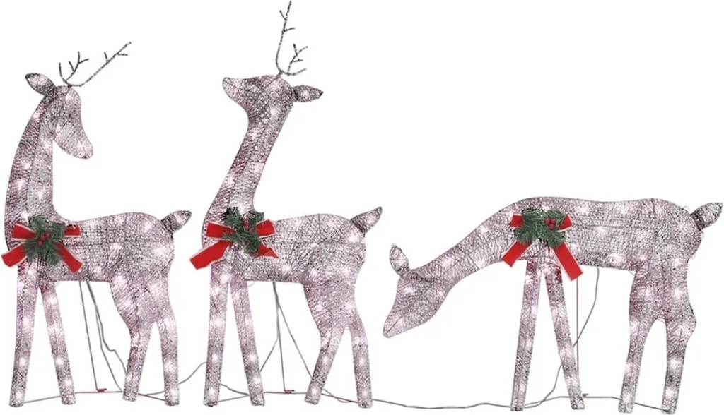Décoration Lumineuse Jardin Noël Rennes Géants 270cm Dorés vidaXL