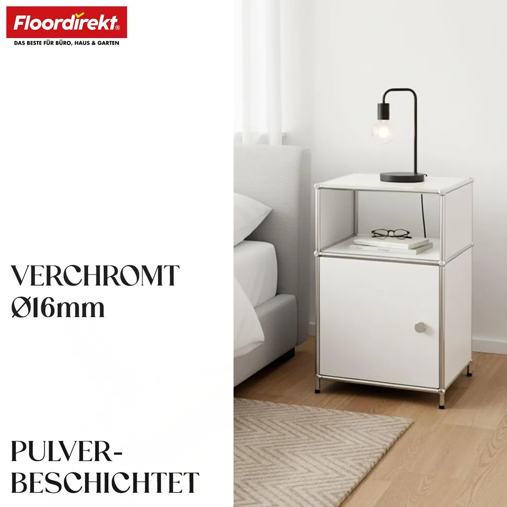 Table d'appoint design 40x40x65 cm blanche avec compartiment fermé fixe - 4