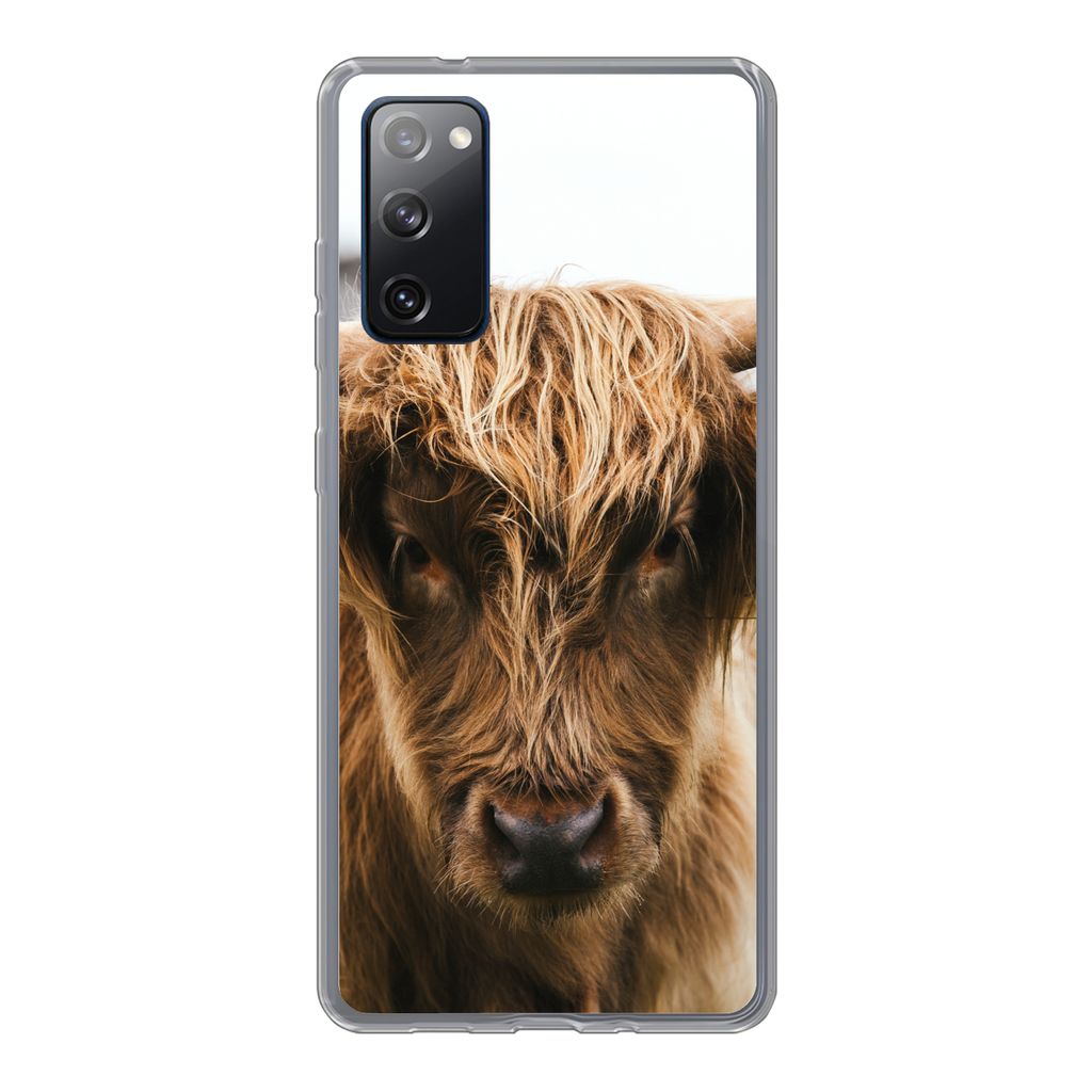MuchoWow Handyhülle Schutzhülle Hülle für Samsung Galaxy S20 FE Schottischer Highlander - Kuh - Gras - Tiere - Natur Silikon Softcase Handy H...