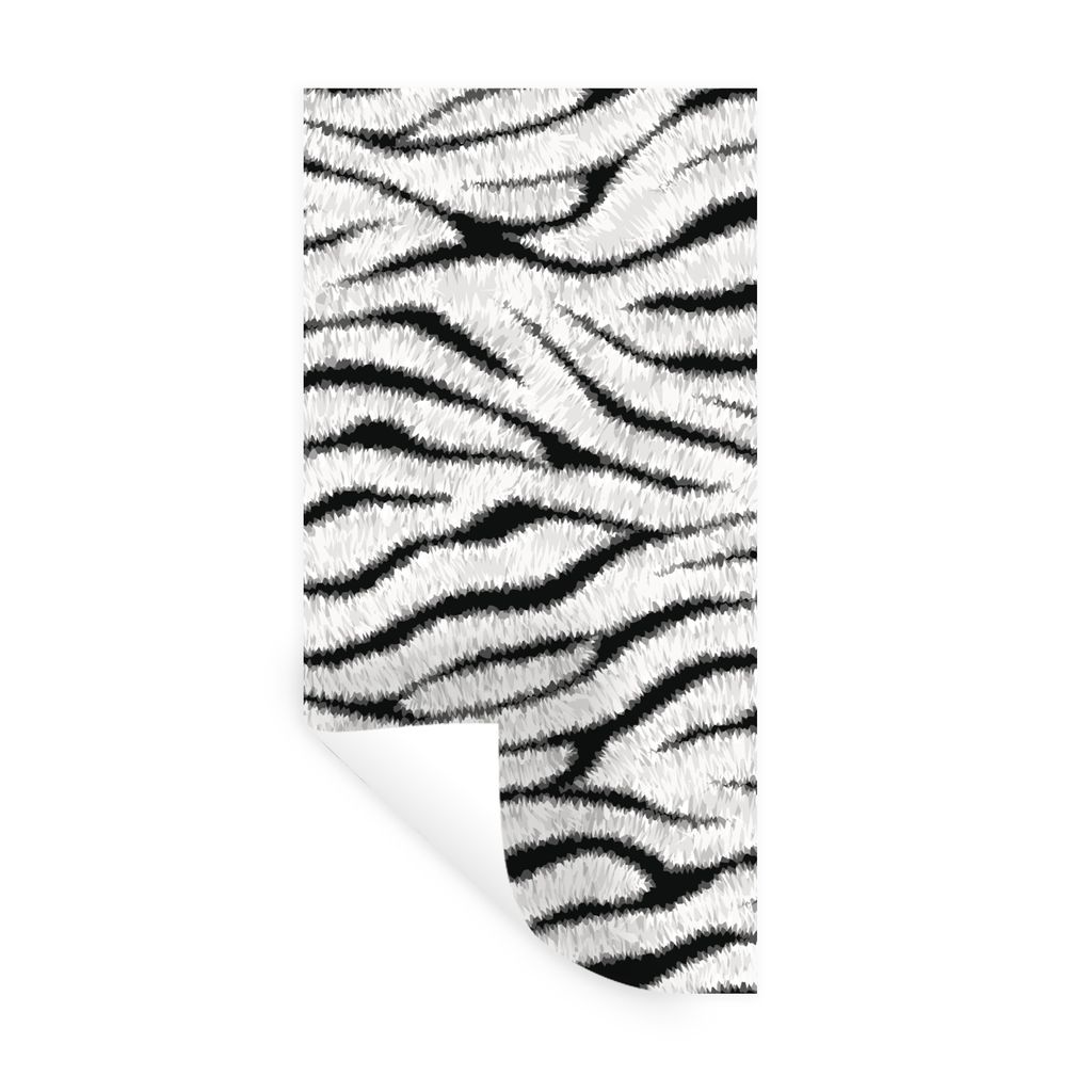 MuchoWow Wandtattoo Wandsticker Wandaufkleber Tiermuster - Zebra - Weiß 80x160 cm Selbstklebend und Repositionierbar - Sticker - Dekorfolie