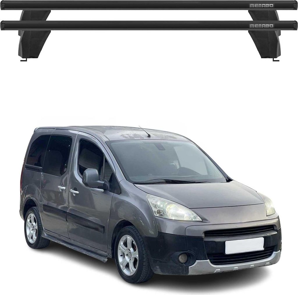 Menabo Dachträger für Peugeot Partner Tepee 2008-2018 ABE Aluminium Schwarz