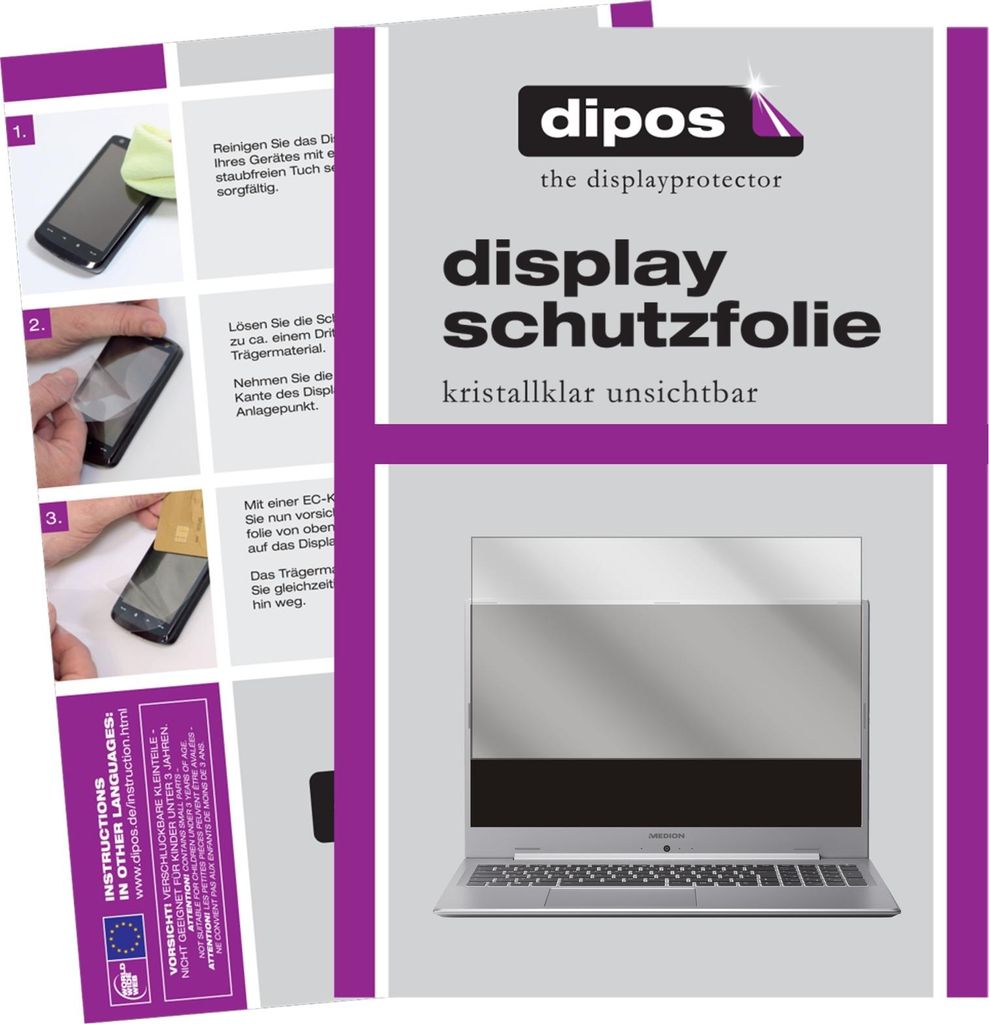 2x Schutzfolie für Medion Akoya S17405 klar Displayschutzfolie Folie Display Schutz dipos