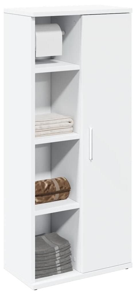 Badezimmerschrank mit Rollenhalter Weiß 39x22x90 cm Produktbild 