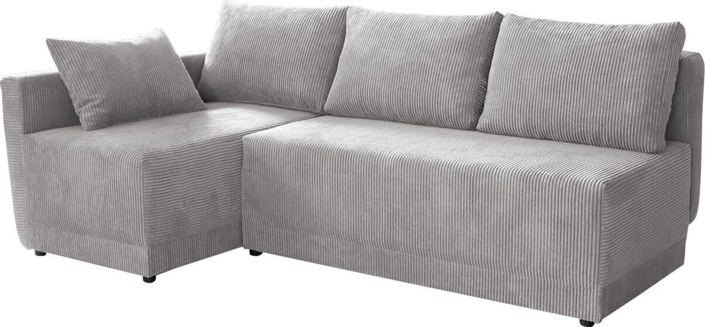 MIRJAN24 Ecksofa Nestor Cord, L-From Polsterecke mit Schlaffunktion und Bettkasten, Wohnzimmer (Farbe: Poso 110, Seite: Links)