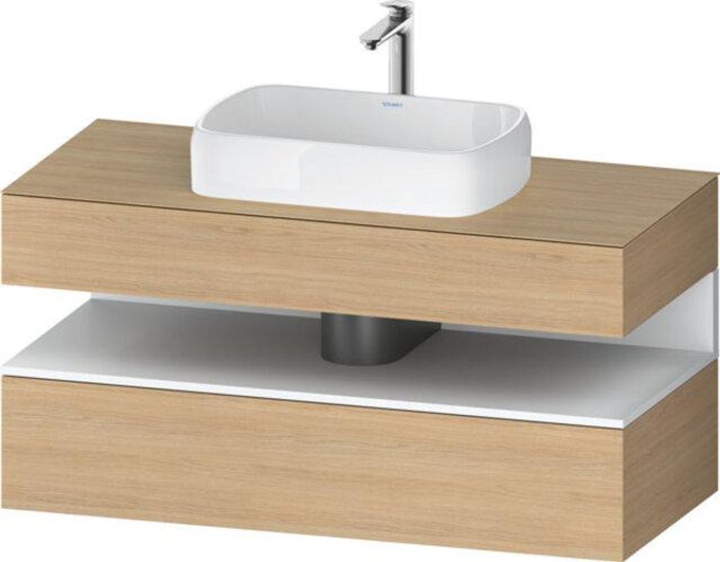 Duravit Qatego Konsolenwaschtischunterbau, 1 Auszug, 1 Schubkasten, Ausschnitt mittig, 1200x550x600mm, Nische Weiß Matt, QA4732018300010