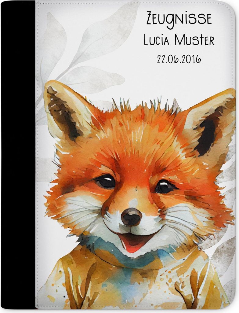 Zeugnismappe, Dokumentenmappe, Ordner A4, Fuchs mit Klarsichthüllen