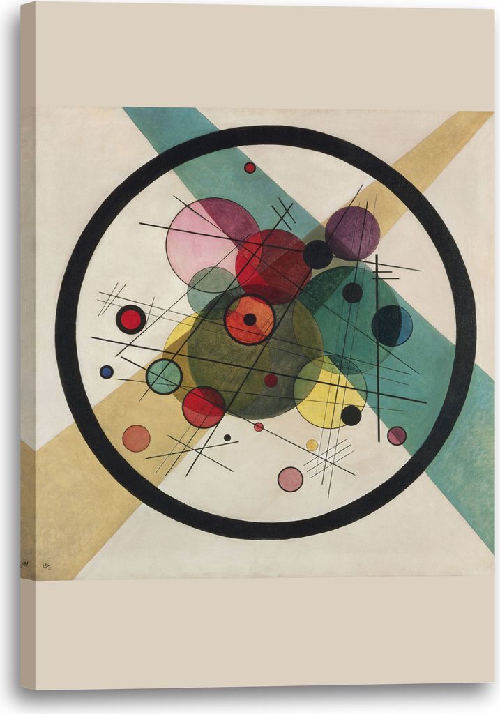 Leinwandbild (70x100cm): Wassily Kandinsky - Kreise in einem Kreis (1923), echter Holz-Keilrahmen inkl. Aufhänger, handgefertigt in Deutschland