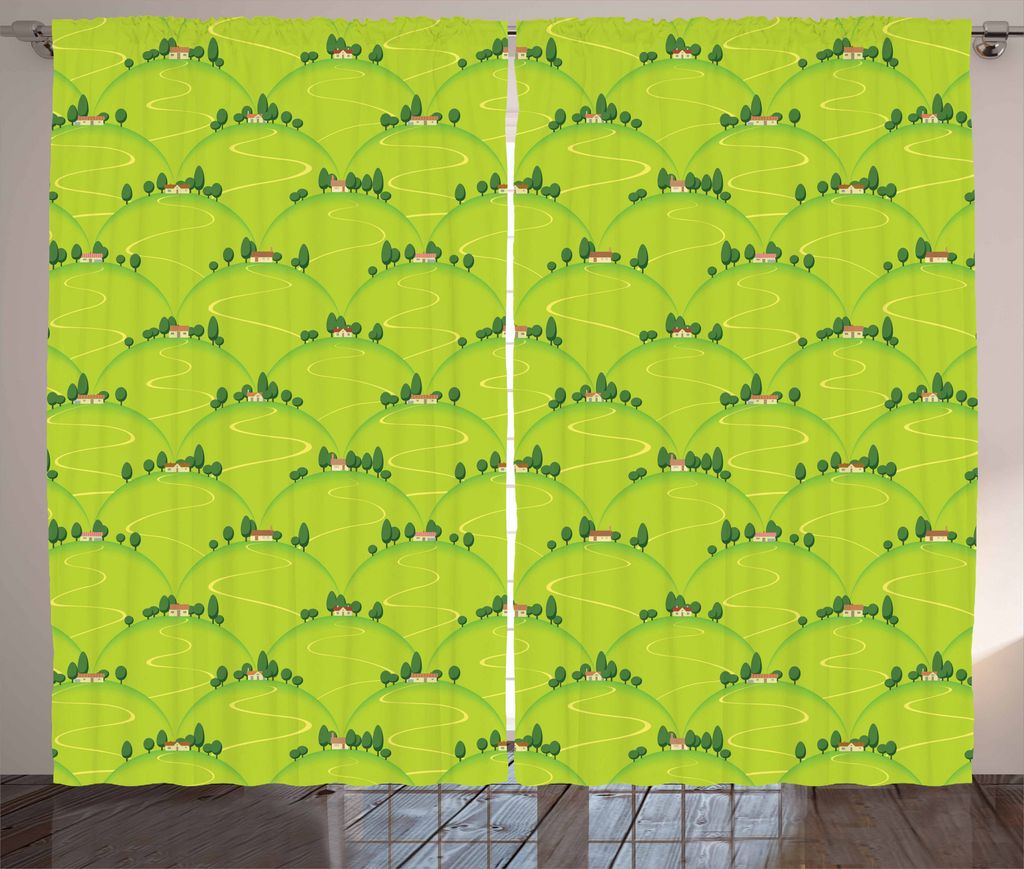 ABAKUHAUS ländlich Rustikaler Vorhang, Landhaus auf Hills, Wohnzimmer Universalband Gardinen mit Schlaufen und Haken, 280 x 175 cm, Mehrfarbig