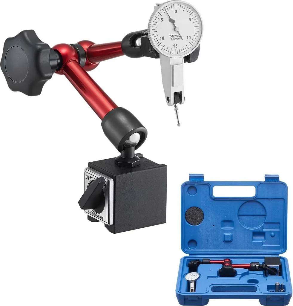 Comparateur métrologique 0-0,76 mm, pointe fine et base magnétique stable
