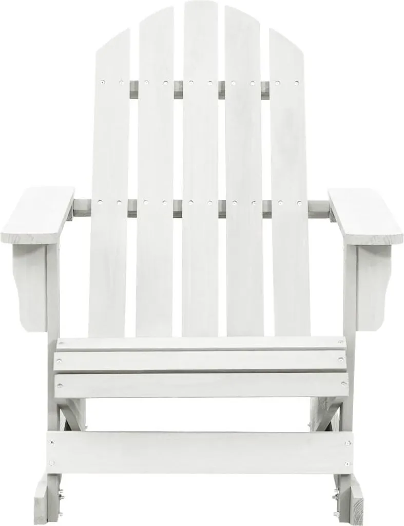 Chaise à bascule de jardin en bois blanc avec dossier ergonomique