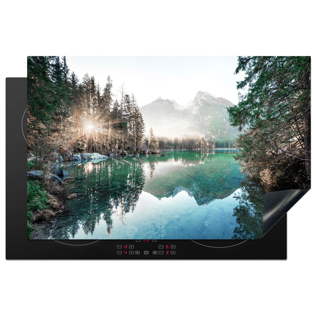 KitchenYeah Herdabdeckplatte Natur - Bäume - Berge - See , 81x52cm, Küche Deko, Glaskeramikkochfeld Herdabdeckung, Abdeckplatte fùr Kochfeld