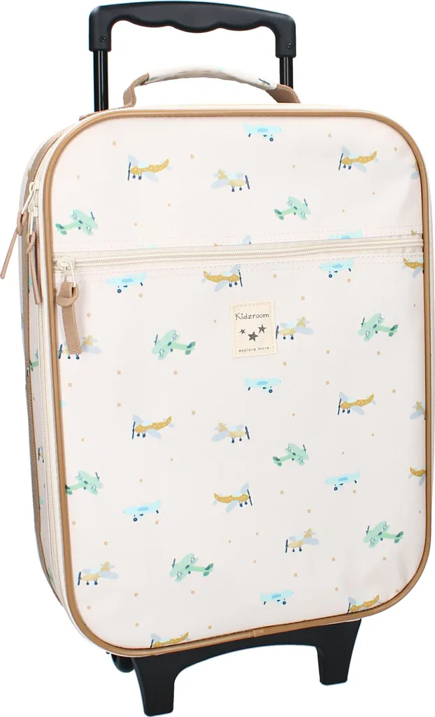 Trolley Vadobag Beige avec Imprimés Avion - Valise Légère à Roulettes
