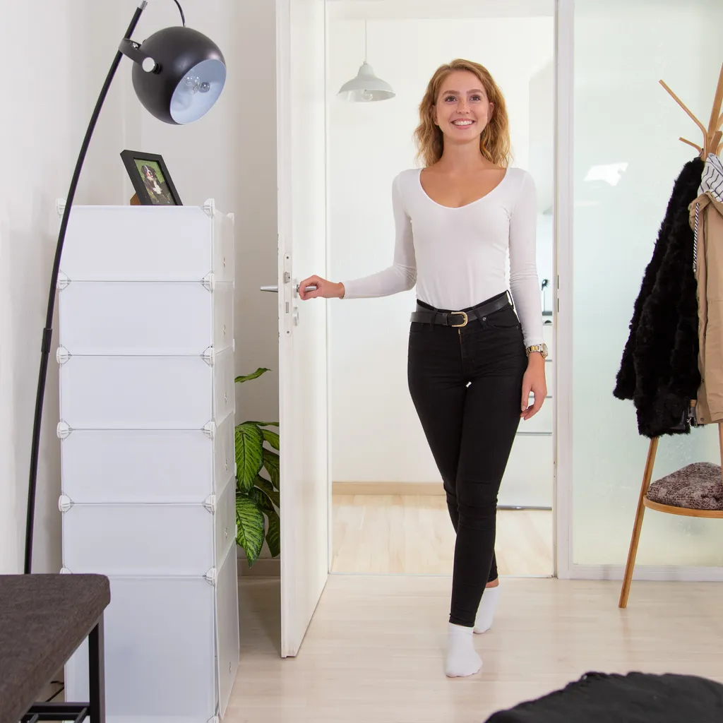 Relaxdays Étagère à chaussures plastique avec 6 compartiments modulables