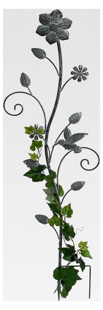 Rankhilfe mit Blumen und Rankgitter aus Metall, Höhe 110 cm, Kletterhilfe für Pflanzen im Vintage-Stil