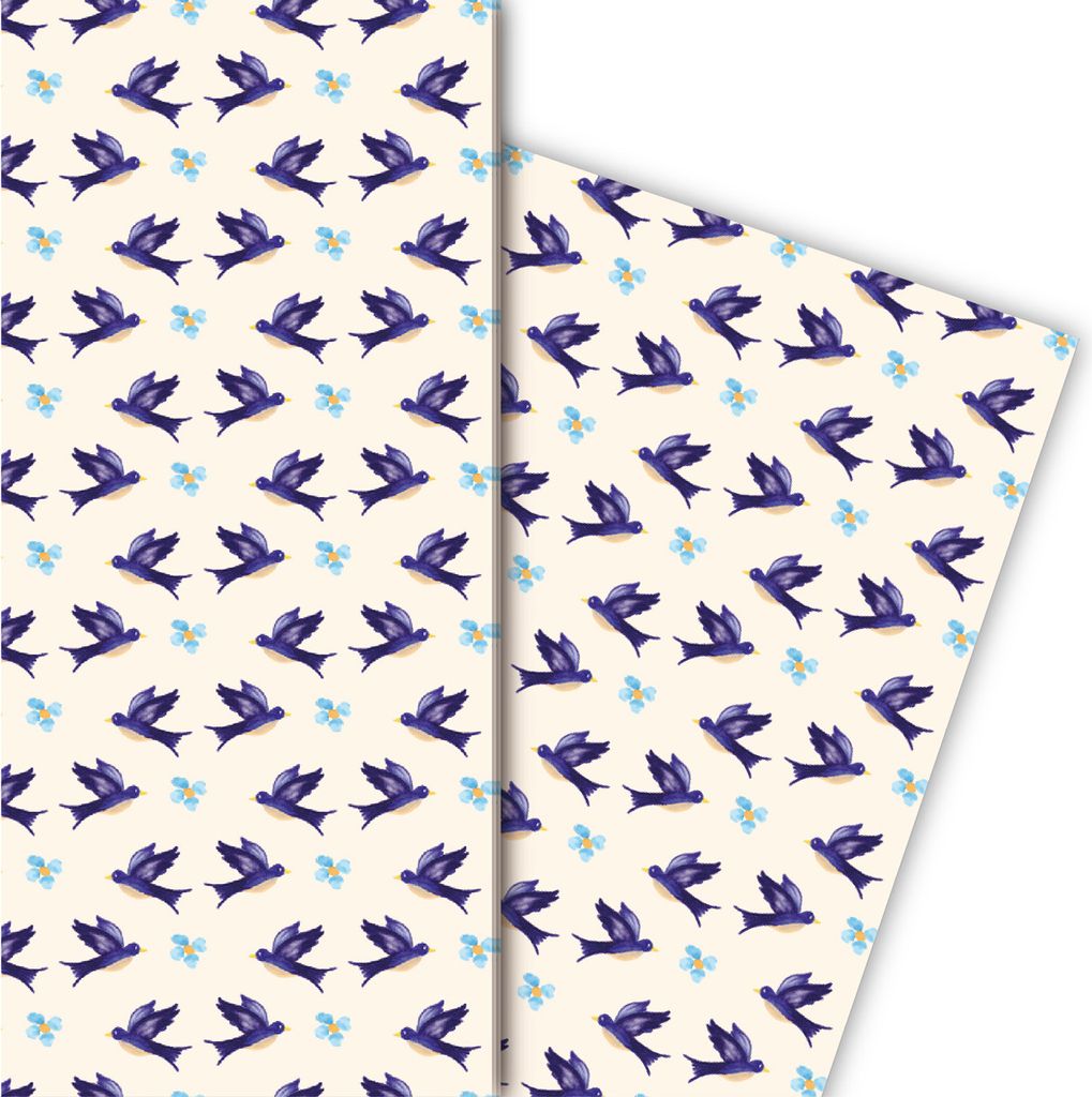 Schönes Schwalben Geschenkpapier für liebevolle Geschenke - G5158, 32 x 48cm