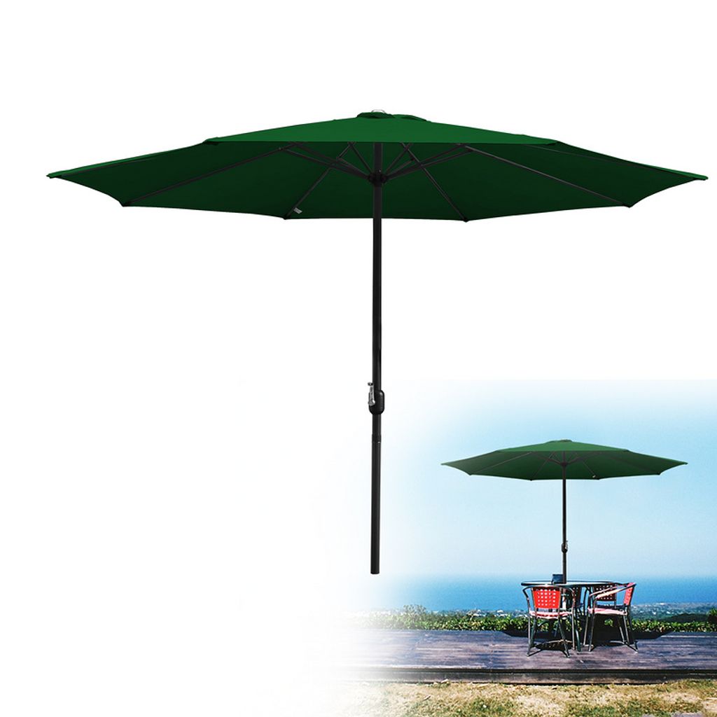 Fiqops 2.7m Sonnenschirm UV40+ Neigbar Sonnenschutz Gartenschirm Strandschirm,Grün