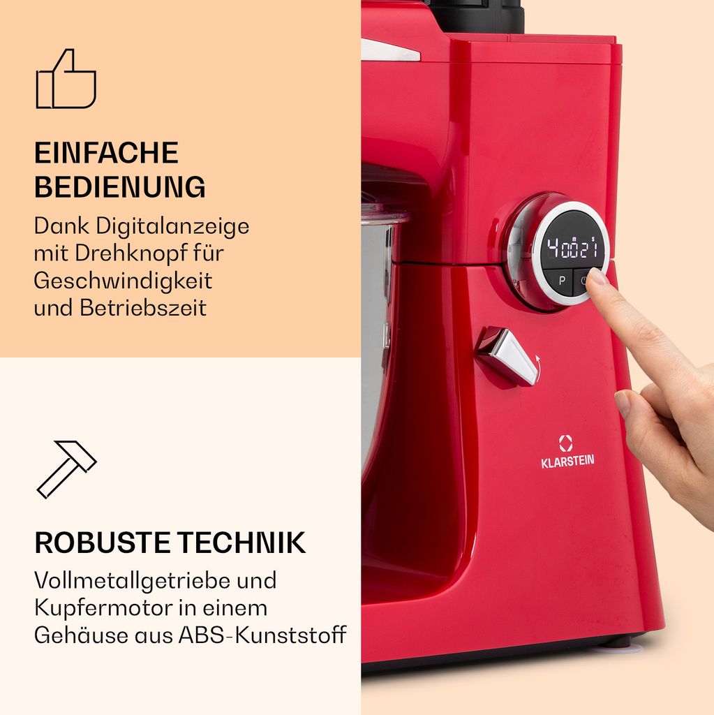 Klarstein Küchenmaschine, Universalküchenmaschinen, 3-in-1 Produktbild 3