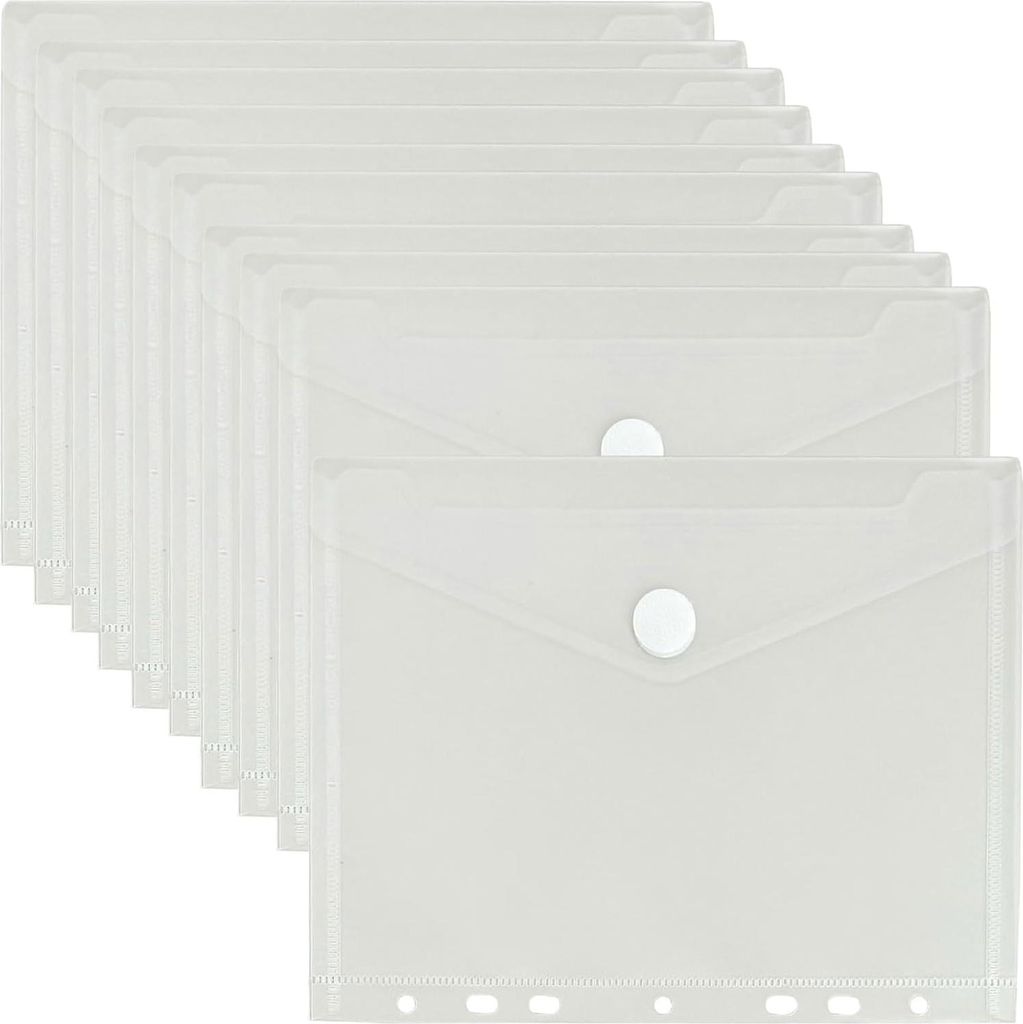 10 Stück Dokumententasche A5, Umschlagmappen zum Abheften Dokumentenmappe, Sichttaschen mit Klettverschluss,Brieftaschen Tasche für Papierkram, D...