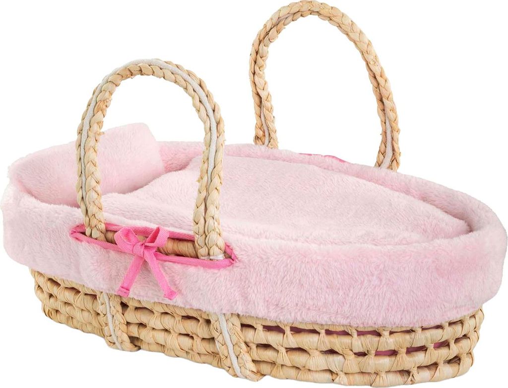 Corolle geflochtenes Puppenbett Set Babypuppe Zubehör rosa Plüschwiege