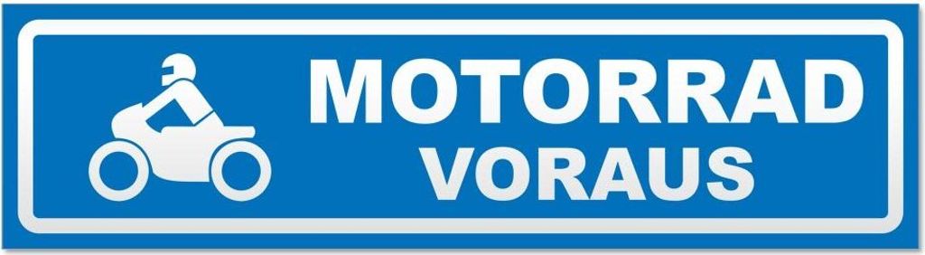 Kiwistar - Autoaufkleber - Blau - 30 x 5,3 cm - Motorrad voraus Motiv 2 invertiert - Hinweis Aufkleber Sticker für Auto, Kfz, Fahrrad, PKW, LKW