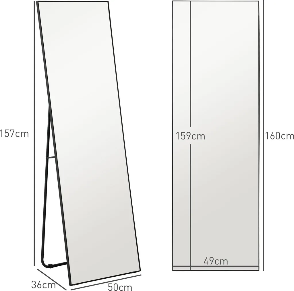 Miroir mural rectangulaire 160 cm avec cadre noir fin et robuste - 5