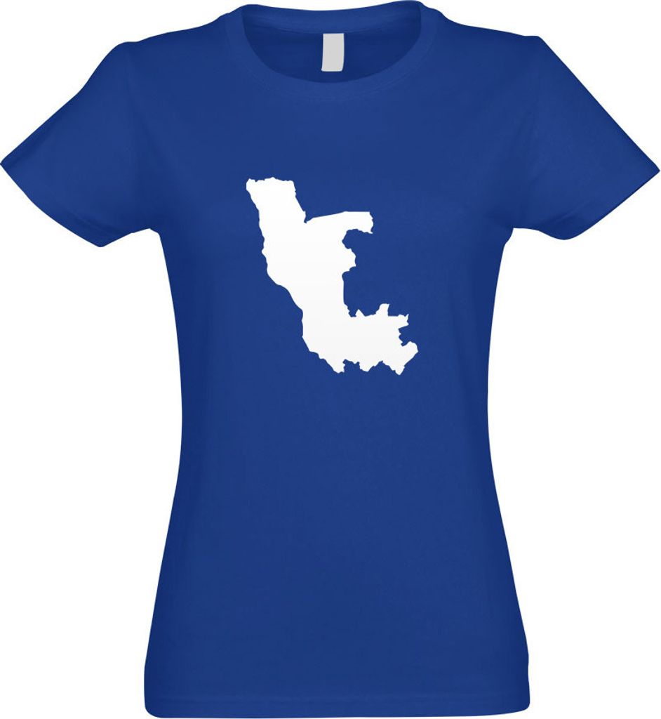 Kiwistar - T-Shirt tailliert - Damen - royal - Kongo, Republik Umriss Kontur - mit Motiv Bedruckt - Funshirt Design - Sport - Freizeit - Damen - XXL