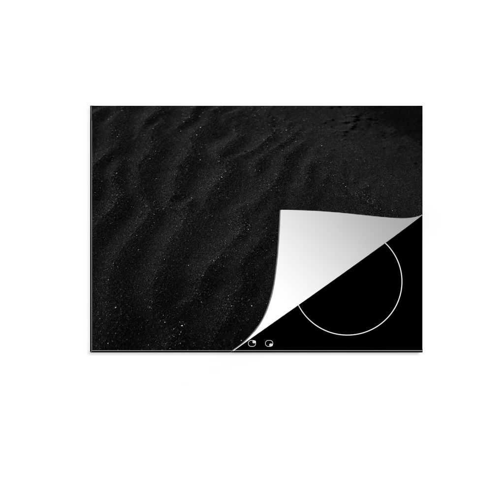 KitchenYeah Herdabdeckplatte Sand - Schwarz - Weiß - Strand , 59x51cm, Küche Deko, Glaskeramikkochfeld Herdabdeckung, Abdeckplatte fùr Kochfeld