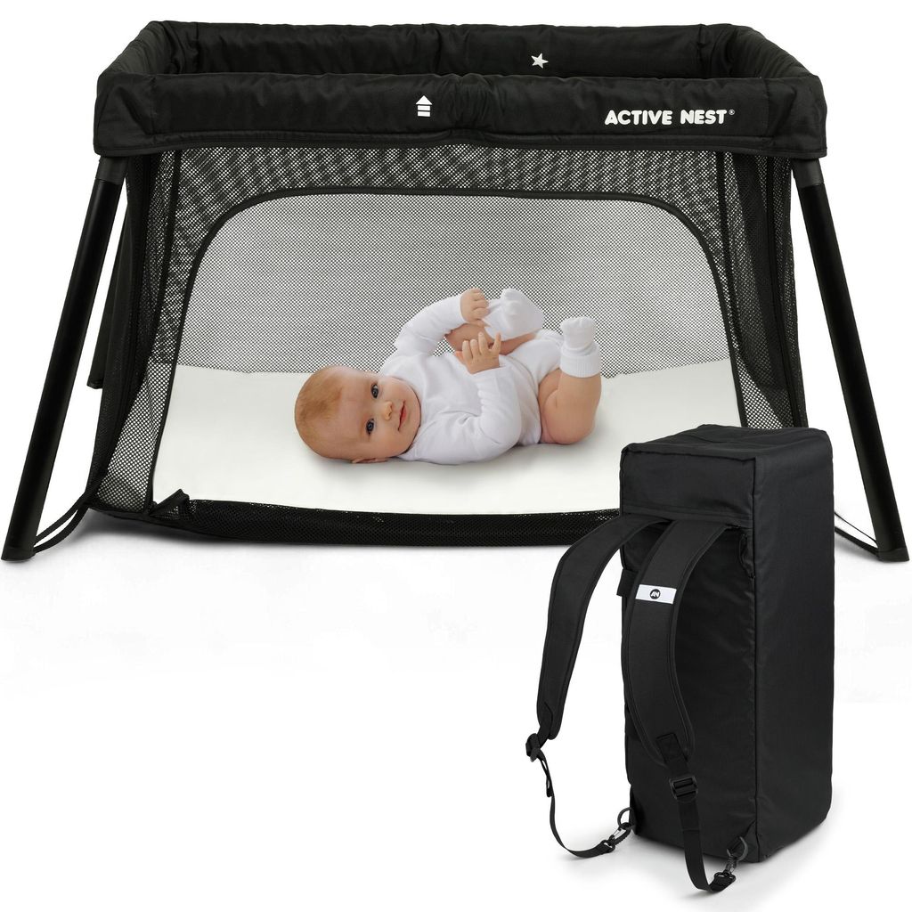 Baby Reisebett mit Matratze & Rucksack – in 15 Sek. Produktbild 