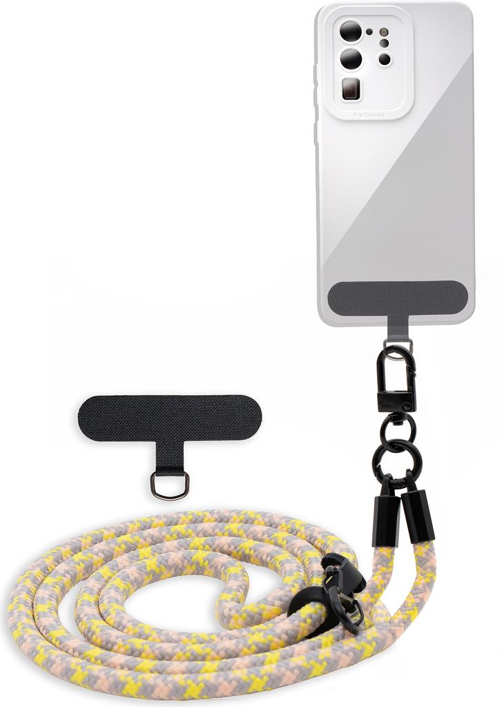 Cadorabo Handykette für LG G7 ThinQ / FIT / ONE in GELB - GRAU - Handy Hülle mit Verstellbaren Band Kordel zum Umhängen