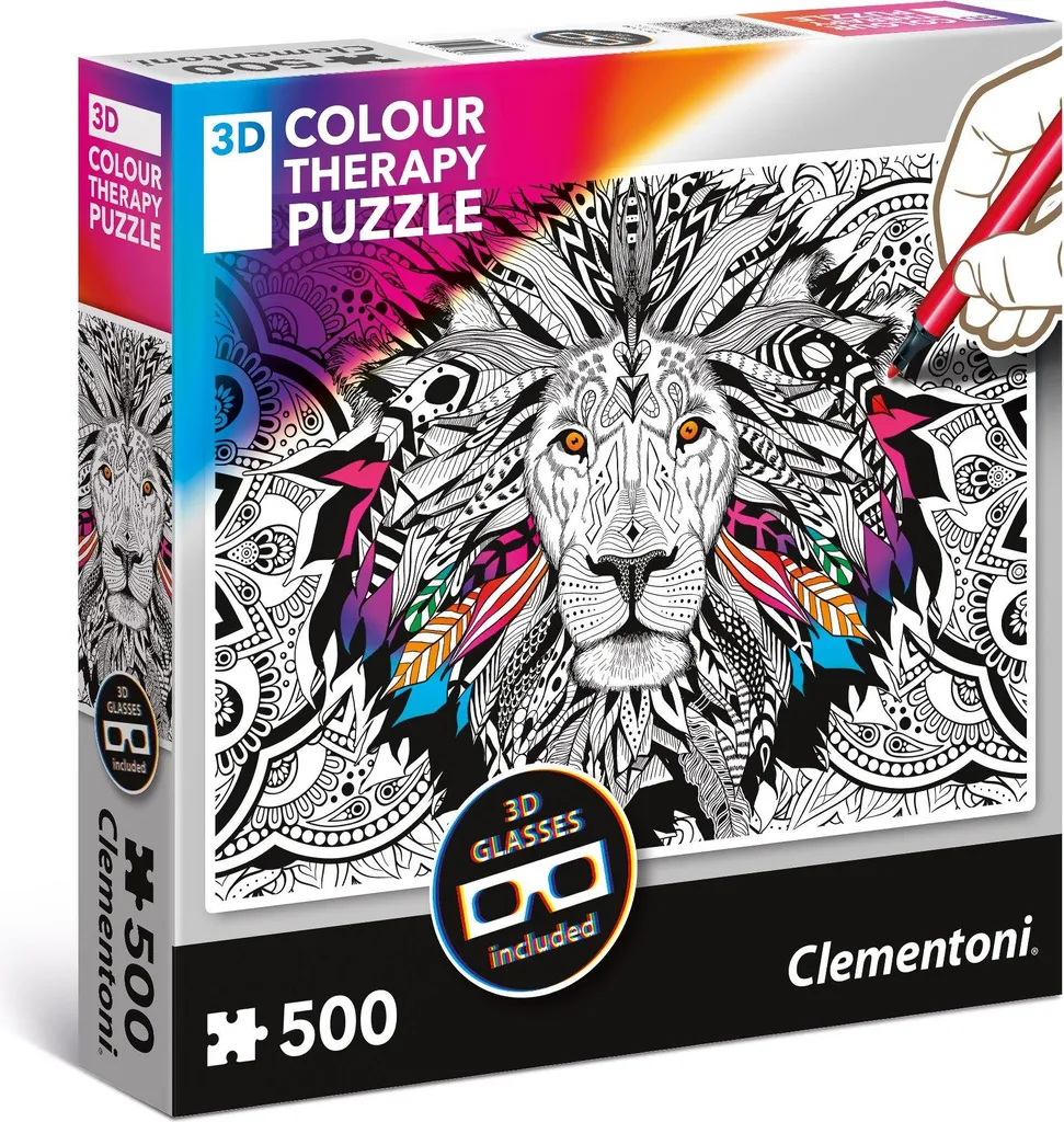Puzzle Lion 3D Colour Therapy Clementoni 500 pièces aux Couleurs Vives