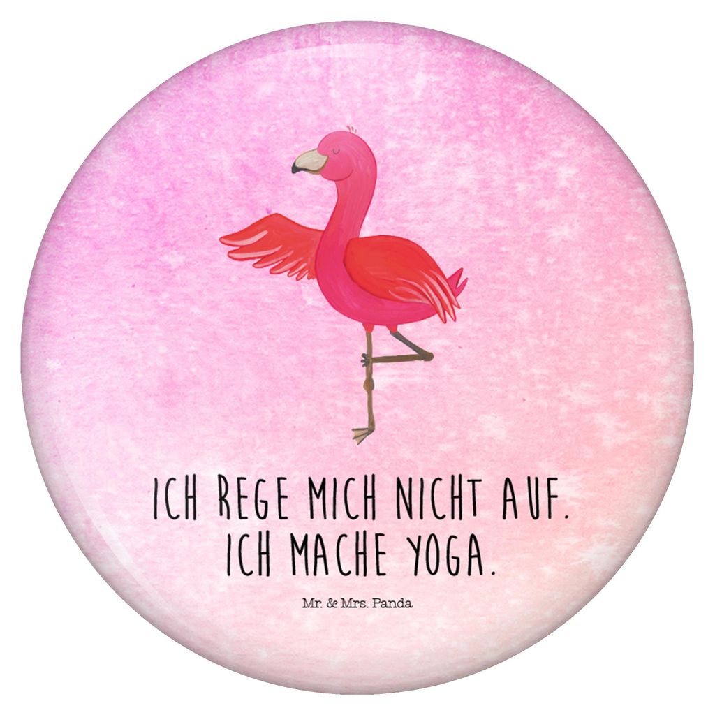 Mr. & Mrs. Panda Button Flamingo Yoga - Aquarell Pink - Geschenk, Pin, Badge, Anstecker, Rosa, Ansteck, Baum, Yogi, Aufgeregt, Achtsamkeit