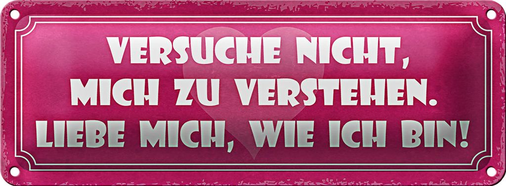 Blechschild Spruch 27x10cm versuche nicht mich zu verstehen Dekoration