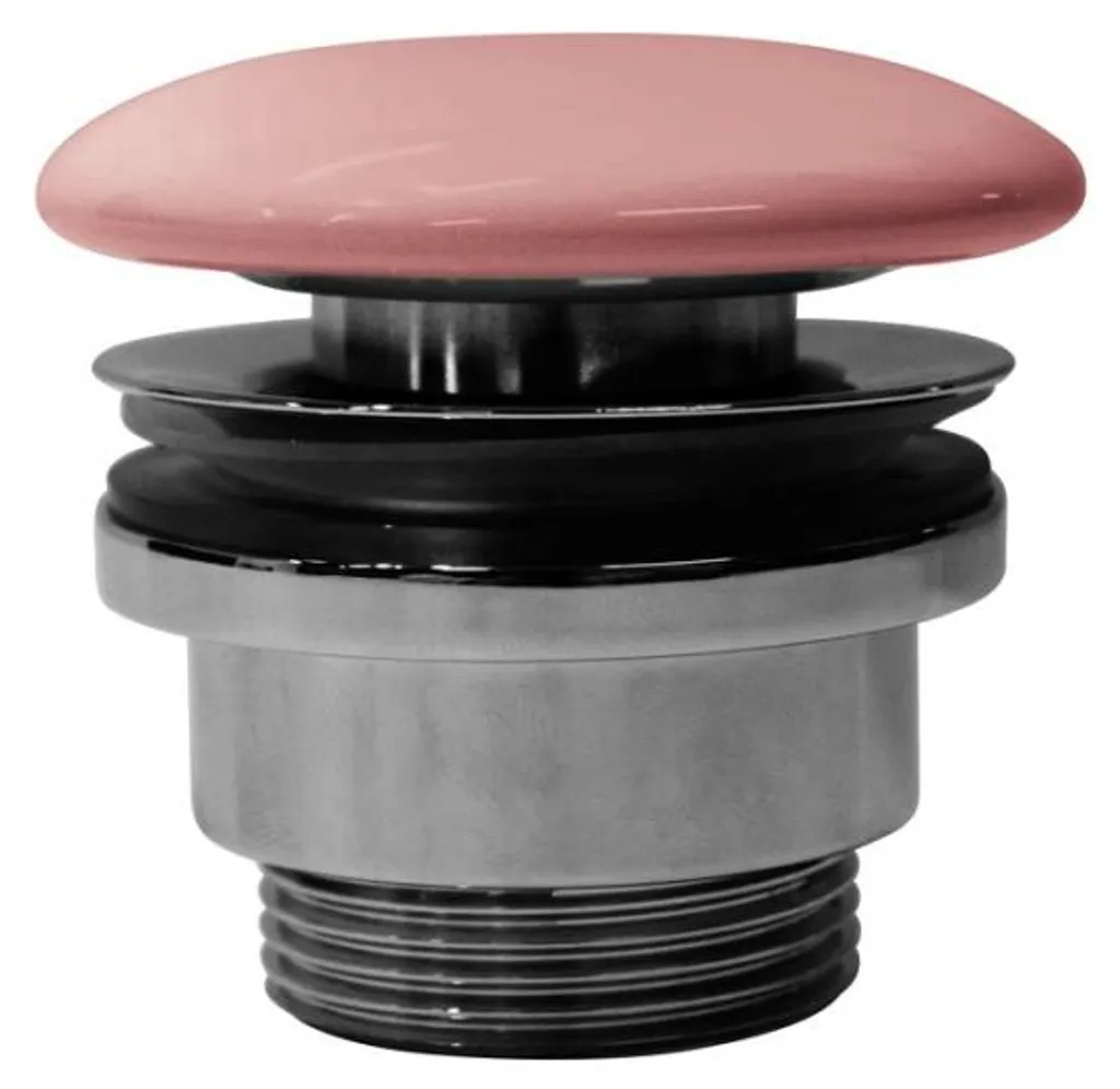 Siphon lavabo anti-débordement GSI bouchon céramique rose réglable