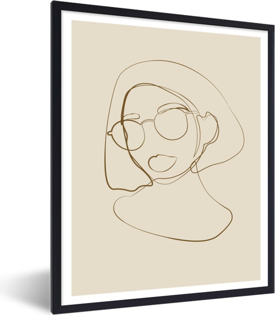 MuchoWow Gerahmtes Poster Frau - Linienkunst - Minimalismus 60x80 cm - Poster mit Schwarzem Bilderrahmen Wandposter Rahmen Foto Bilder - Premium ...