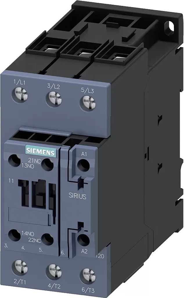 Siemens Schütz, AC-3e, 50 A/22 kW/400V, 3-polig, AC 230V/50Hz, 1S+1Ö, Schraubanschluss 3RT20361AP001AA0
