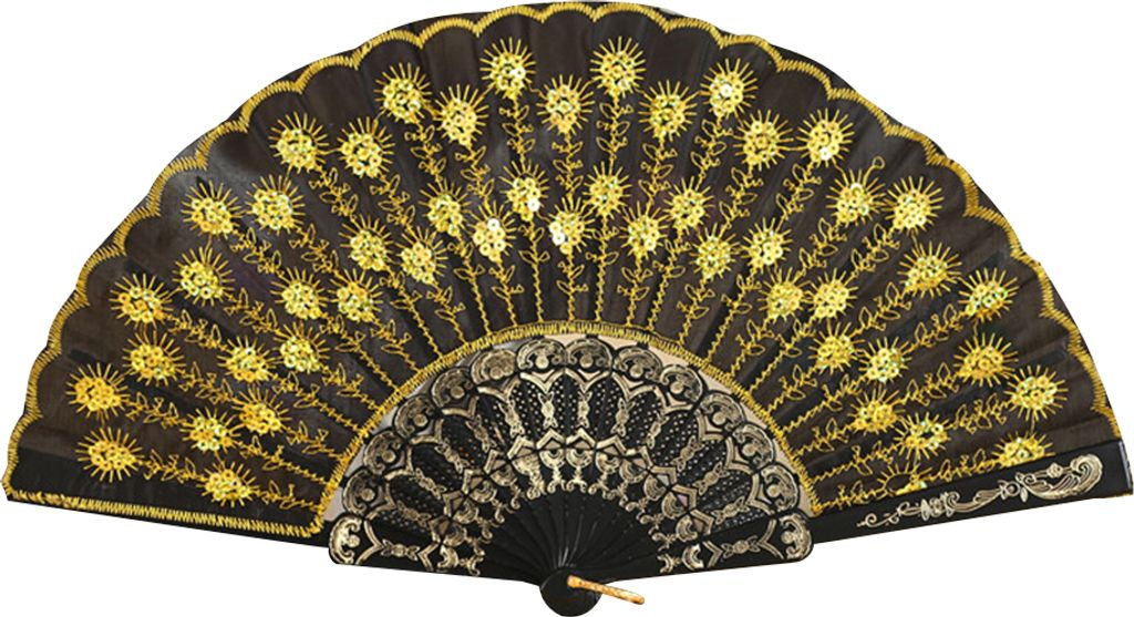 Peacock Tail -Paillettenmuster Handheld Folding Fan Crafts Hochzeitsfeier Home Decor Decor-Gelb