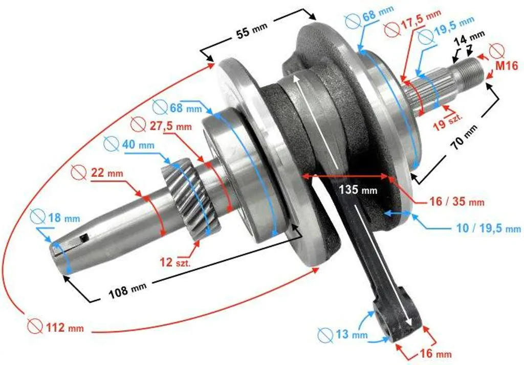 Vilebrequin complet pour moto Cafe Racer et custom - Modèle renforcé