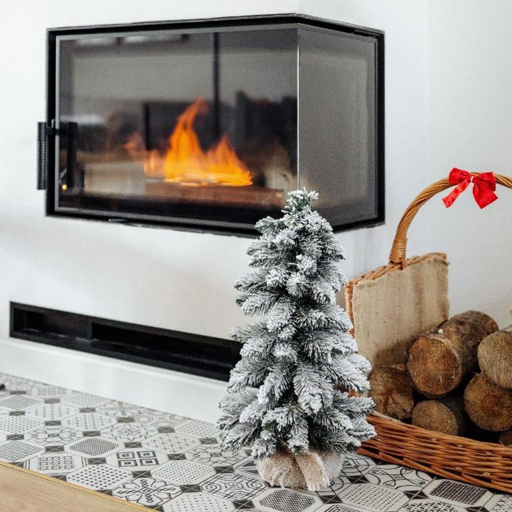 Creative Home Künstlicher Weihnachtsbaum mit Schnee - Tannenbaum Künstlich im Jutesack