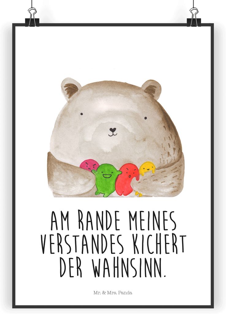 Mr. & Mrs. Panda Bild Bär Gefühl DIN A5 - Weiß - Geschenk, Produktbild 