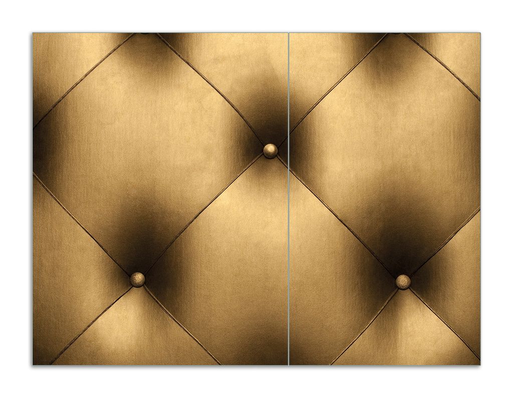 Wallario Herdabdeckplatte aus Glas, Größe 70 x 52 cm 2-teilig, Motiv Goldene Ledertür