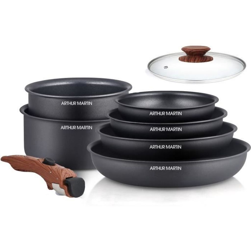 ARTHUR MARTIN 8-teiliges Kochgeschirr-Set – Aluminium – Produktbild 