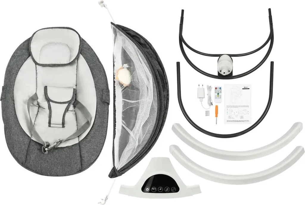 Transat Balancelle Bébé Électrique 6V Gris avec Télécommande et Musique