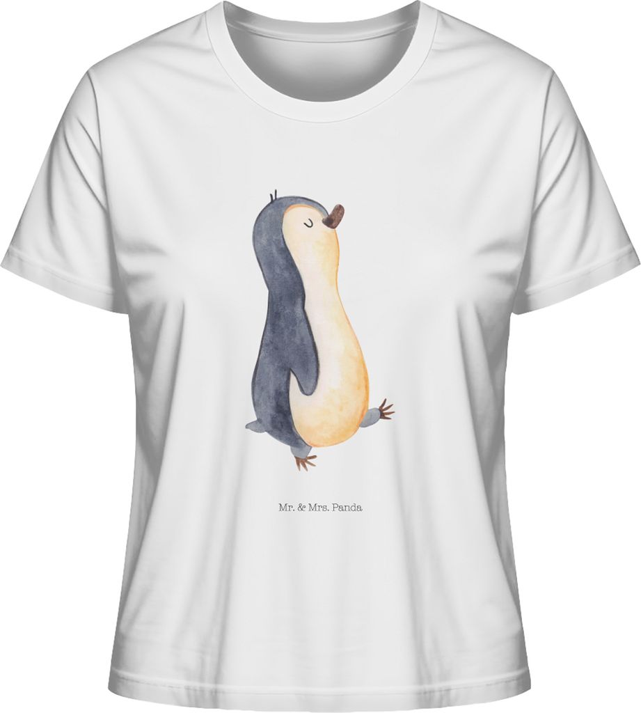 Mr. & Mrs. Panda Damen T-Shirt Pinguin marschieren Größe XL - Weiß - Geschenk, Basic Shirt, Schwester, Mit Print, Familie, Spazieren, Pinguine, ...