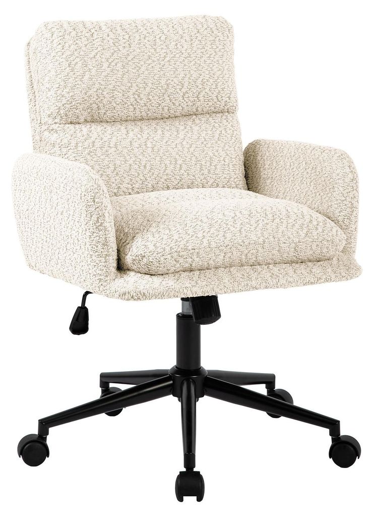 home24 Bürostuhl - Strukturstoff / Eisen - Creme / Schwarz Produktbild 