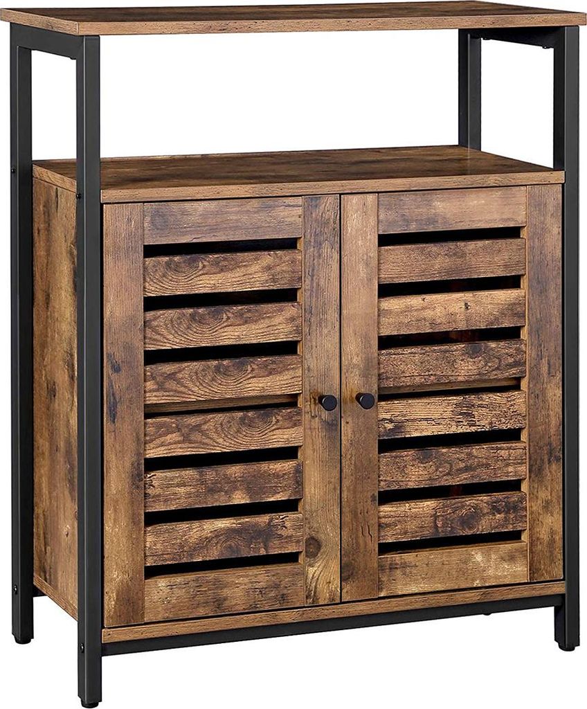 Sideboard mit Lamellentüren im Industriestil
