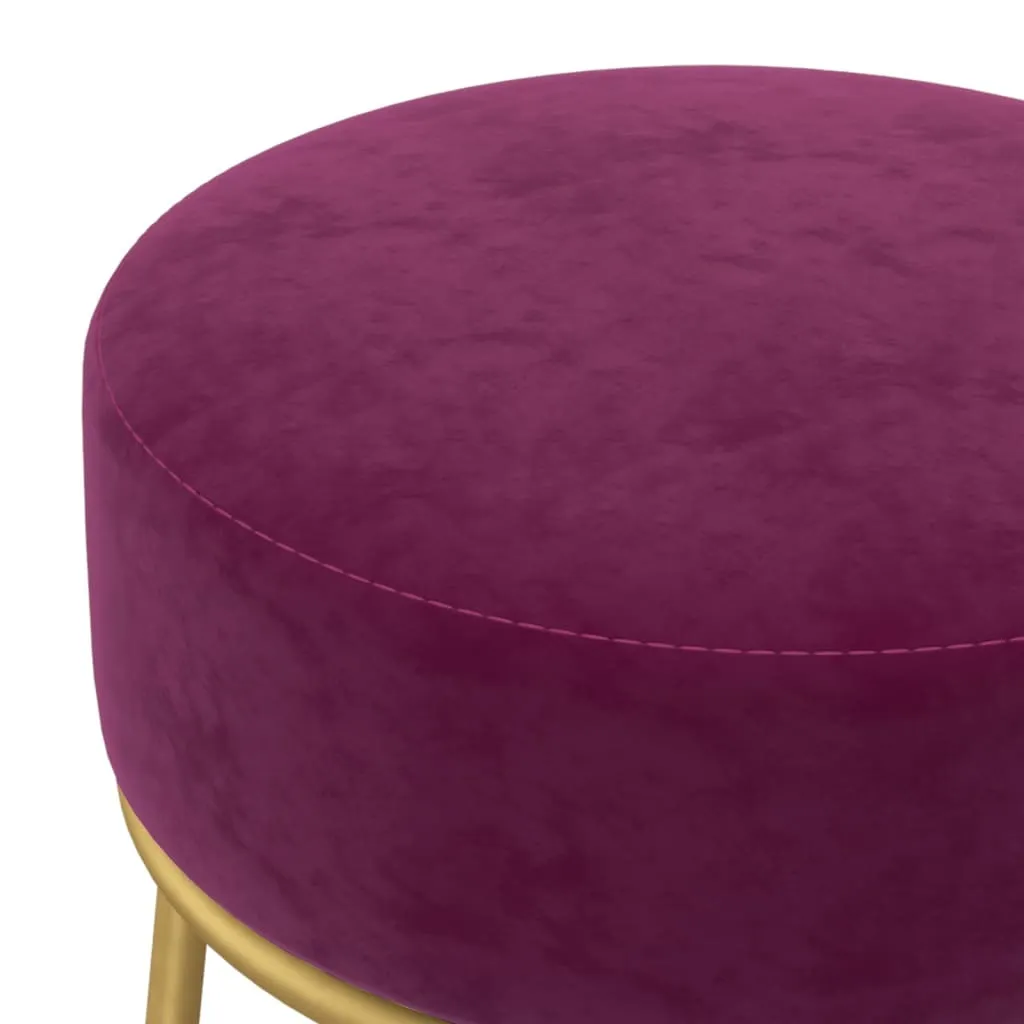 Sgabello Velluto Viola Vintage | Sgabello Basso Rotondo Retro Style - 4