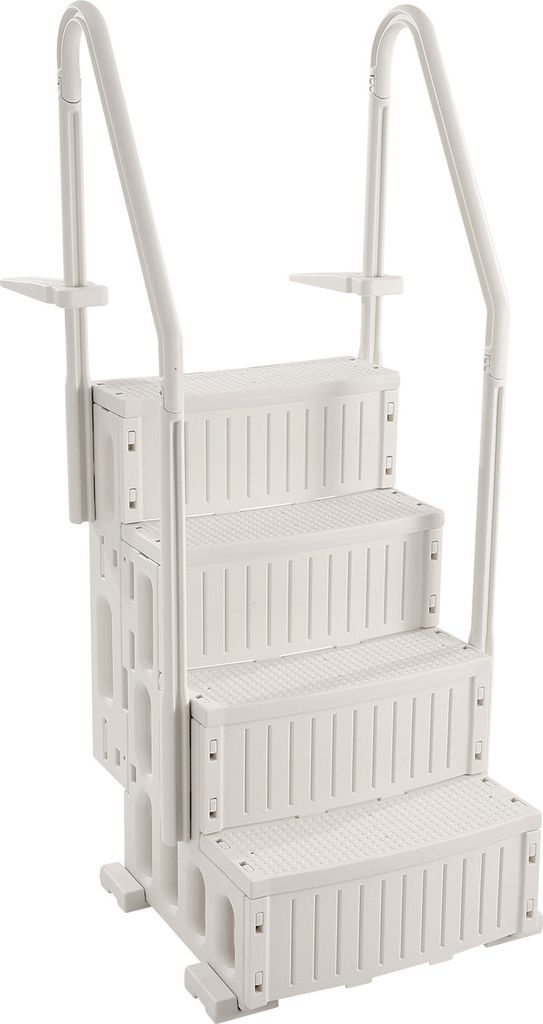 SucceBuy-Schwimmbadleiter, 4-stufige Doppelhandlauftreppe mit rutschfesten Hochleistungsstufen, maximale Tragkraft 180 kg, für 122-137 cm große e...