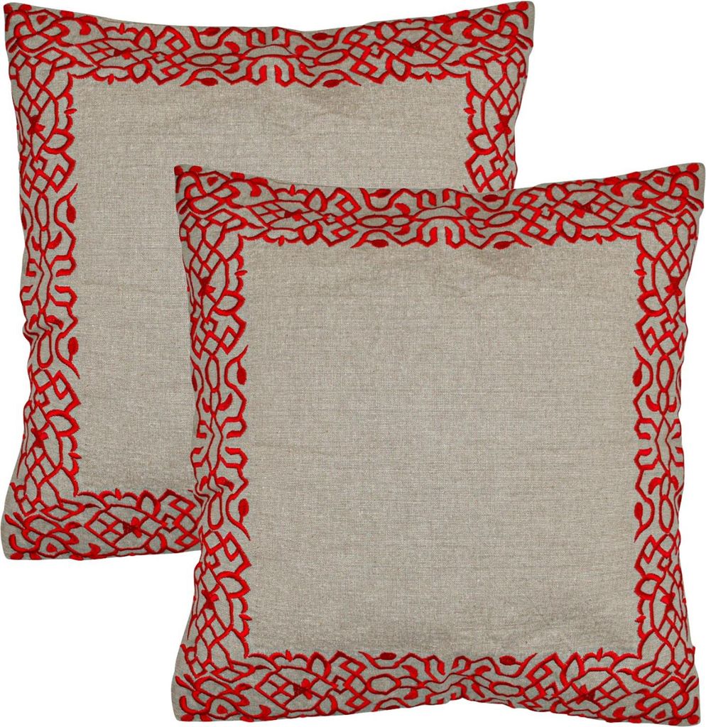 Marrakesch 2er Set Kissenbezug Kissen 40x40 cm groß | Sofakissen Kuschelkissen aus Baumwolle bestickt als Wohnzimmer Deko auf dem Sessel & Sofa | ...