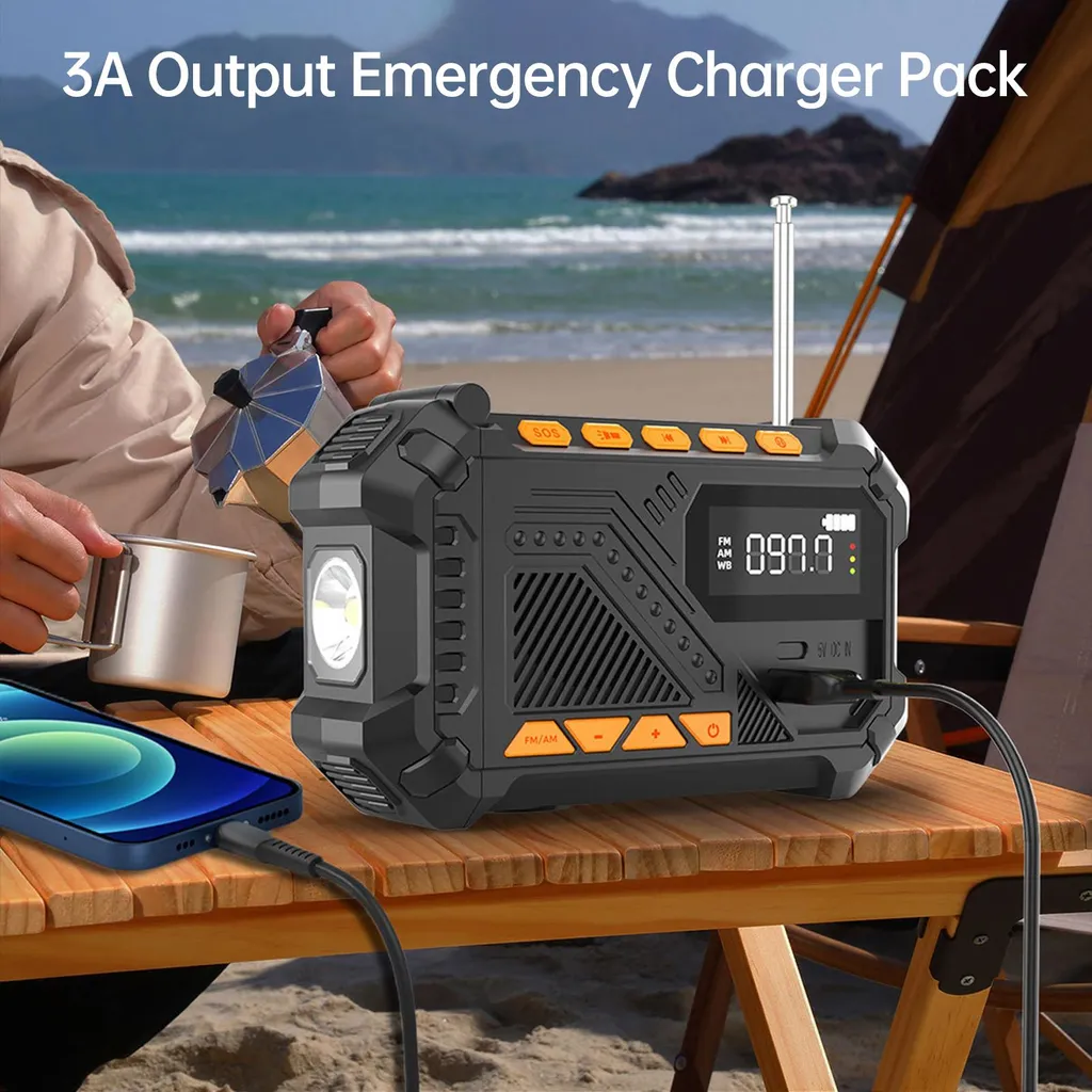 Radio d'urgence camping et randonnée avec lampe torche LED